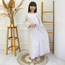 Muat gambar ke penampil Galeri, Shirt dress maxi cotton/ Ghamis dress katun anak Cream/ Daisy Raya