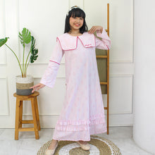 Muat gambar ke penampil Galeri, Shirt dress maxi cotton/ Ghamis dress katun anak pink/ Daisy Raya