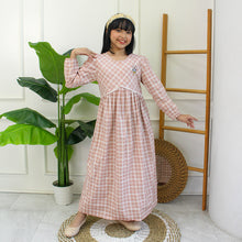 Muat gambar ke penampil Galeri, Shirt dress maxi cotton/ Ghamis dress katun anak Brown/ Daisy Raya