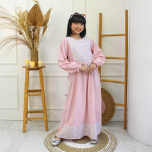 Muat gambar ke penampil Galeri, Shirt dress maxi cotton/ Ghamis dress katun anak Pink Muda/ Daisy Raya
