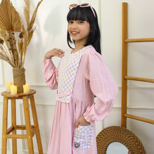 Muat gambar ke penampil Galeri, Shirt dress maxi cotton/ Ghamis dress katun anak Pink Muda/ Daisy Raya