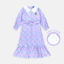 Muat gambar ke penampil Galeri, Maxi long/ Ghamis Dress Anak Flower Print Ungu/ Daisy Duck Gorgeous