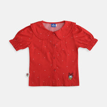 Muat gambar ke penampil Galeri, Blouse/ Blus lengan pendek anak perempuan Red/ Daisy Bright Girl