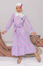 Muat gambar ke penampil Galeri, Maxi long/ Ghamis Dress Anak Flower Print Ungu/ Daisy Duck Gorgeous