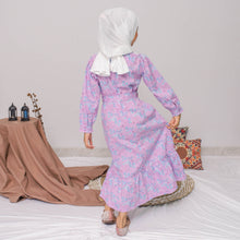 Muat gambar ke penampil Galeri, Maxi long/ Ghamis Dress Anak Flower Print Ungu/ Daisy Duck Gorgeous