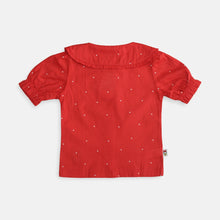 Muat gambar ke penampil Galeri, Blouse/ Blus lengan pendek anak perempuan Red/ Daisy Bright Girl