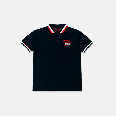 Polo Shirt/ Kaos Polo Anak Laki/ Rodeo Junior Navy Polo Shirt With Red Embro