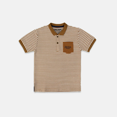 Polo Shirt/ Kaos Polo Anak Laki/ Rodeo Junior Brown White Polo Stripe