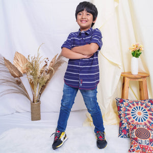 Shirt/ Kemeja Anak Laki Navy/ Rodeo Junior Striped Shirt Cool