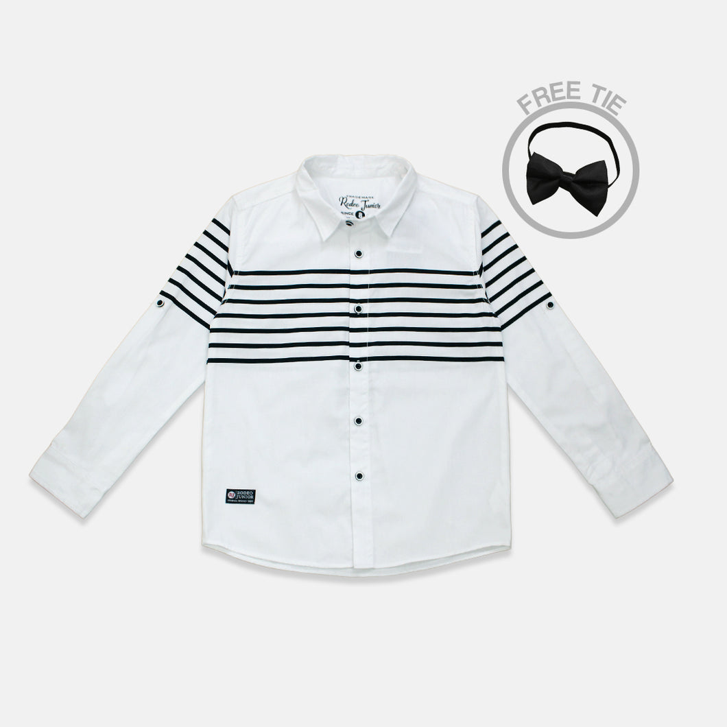 Shirt/ Kemeja Anak Laki/ Rodeo Junior Black White Stripe Shirt