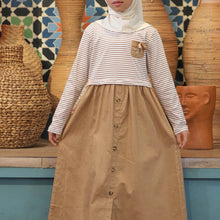 Muat gambar ke penampil Galeri, Shirt dress maxi cotton/ Ghamis dress katun anak/ Rodeo Junior Girl Nature Tones
