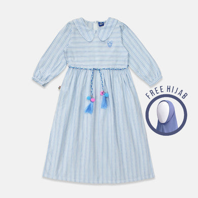 Shirt dress maxi cotton/ Ghamis dress katun anak Blue/ Daisy Little Lady