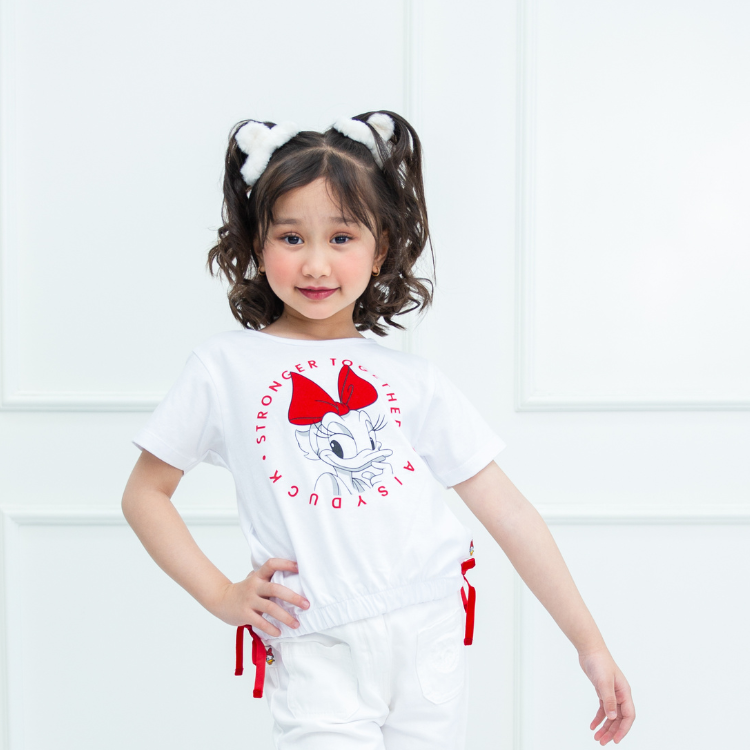 Crop White Tshirt/ Kaos Crop Putih Anak/ Daisy Duck Love It