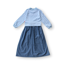 Muat gambar ke penampil Galeri, Ghamis Denim Anak Perempuan Biru/ Girls Denim Ghamis Maxi Dress Blue/ RJG Bouquet de fleurs