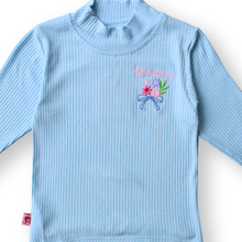 Muat gambar ke penampil Galeri, Kaos Crop Anak Perempuan Biru/Crop T-shirt Girl Blue/ RJG Bouquet de fleurs