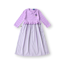 Muat gambar ke penampil Galeri, Ghamis Anak Perempuan Ungu/ Girls Maxi Cotton Jacquard Dress Purple/ Daisy Duck Positivity