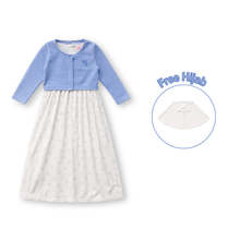 Muat gambar ke penampil Galeri, Ghamis Anak Perempuan Biru/ Girls Maxi Cotton Poplin Dress Blue/ RJG Picnic Time