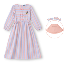 Muat gambar ke penampil Galeri, Ghamis Dress Anak Perempuan Pink/ Girls Maxi Cotton Dobby Dress Pink/ Daisy Duck Too Cute