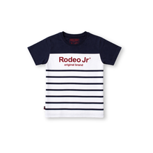 Muat gambar ke penampil Galeri, Kaos Salur Anak laki Navy/ Boys Striped T-Shirt Navy/ RJ kids Boy Sky Blue