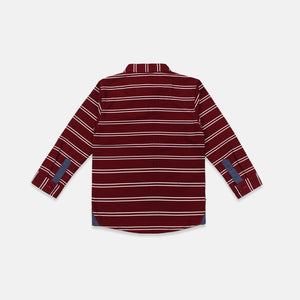 Shirt/ Kemeja Anak Laki Striped Marron White/ Donald Duck Look Style