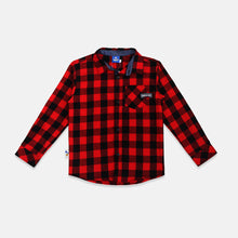 Load image into Gallery viewer, Shirt/ Kemeja Lengan Panjang Red Black/ Donald Duck Label Basic