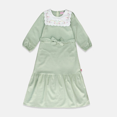 Shirt dress maxi cotton/ Ghamis dress katun anak Green/ Rodeo Junior Girl Festive