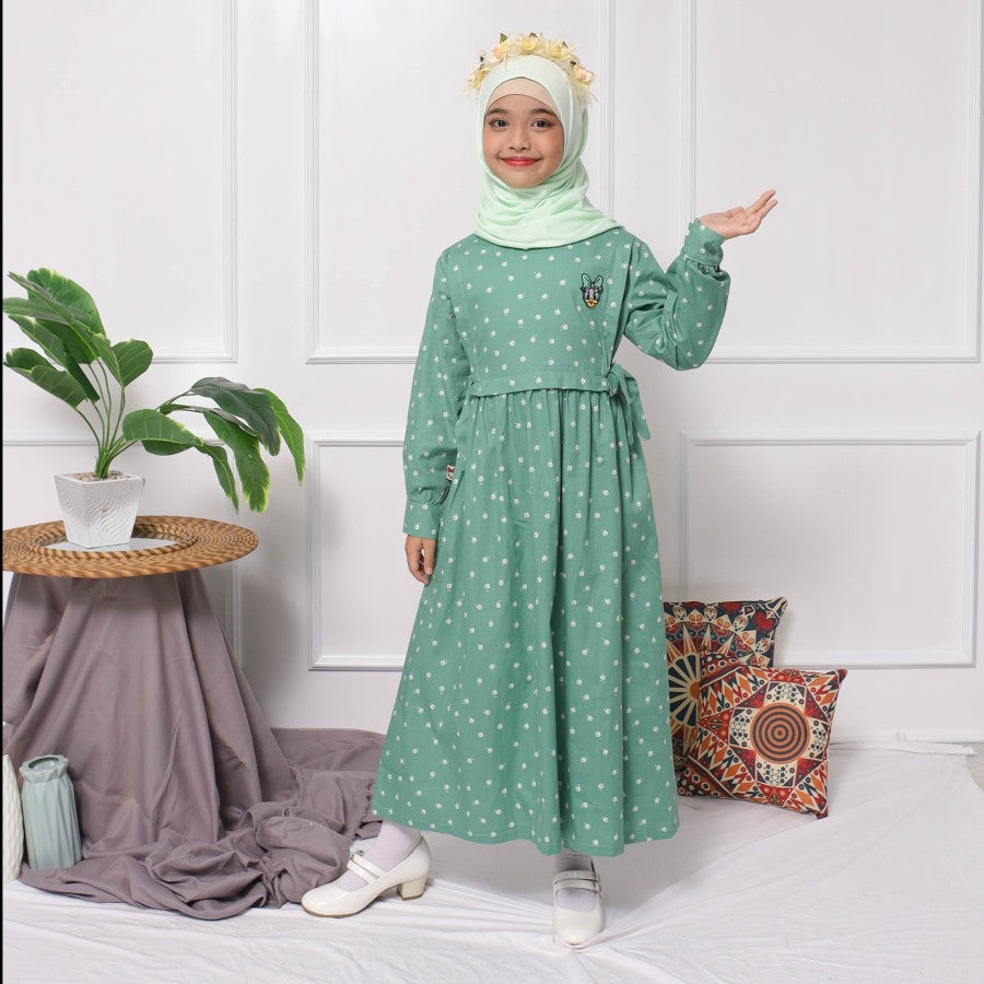 Maxi Long/ Ghamis Dress Anak Hijau/ Daisy Fashion Stylist