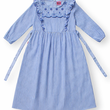 Muat gambar ke penampil Galeri, Ghamis Dress Anak Perempuan Biru/ Girls Maxi Cotton Poplin Dress Blue/ RJG Bouquet de fleurs