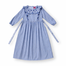Muat gambar ke penampil Galeri, Ghamis Dress Anak Perempuan Biru/ Girls Maxi Cotton Poplin Dress Blue/ RJG Bouquet de fleurs