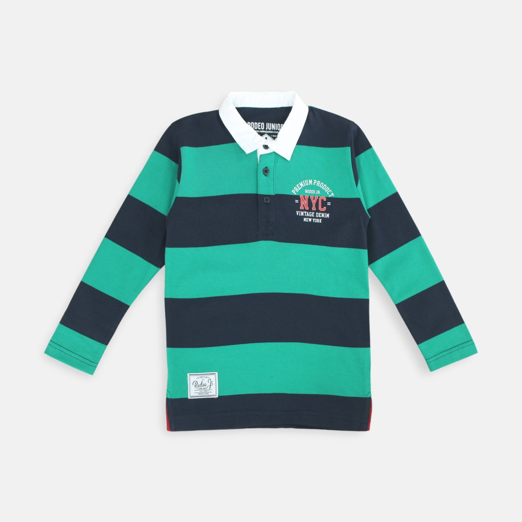 Polo Shirt/ Kaos Anak Laki Green/ Rodeo Junior Striped Poloshirt With Long Sleeve