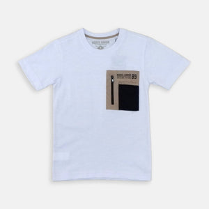 T-shirt/ Kaos Anak Laki/ Rodeo Junior White T-shirt With Pocket