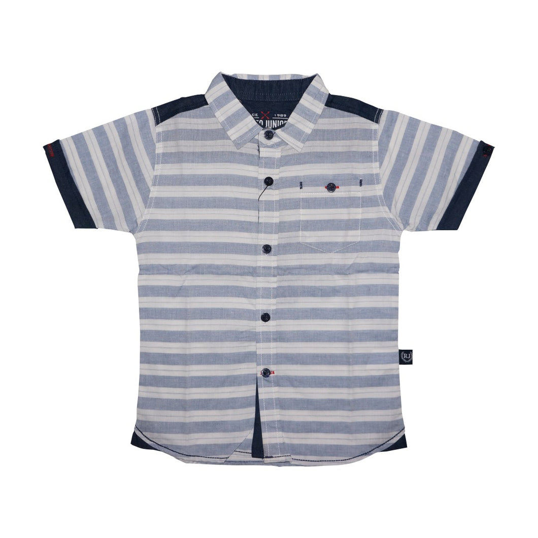 Shirt / Kemeja Anaj Laki / Rodeo Junior / Blue-White Stripe Yarn Dyed