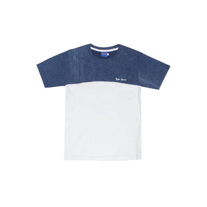 T-shirt / Kaos Anak Laki-laki White-Blue / Putih-Biru Denim Look Rodeo Junior