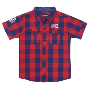 Shirt / Kemeja Anak Laki / Rodeo Junior / Red-Blue / Yarn Dyed Cotton