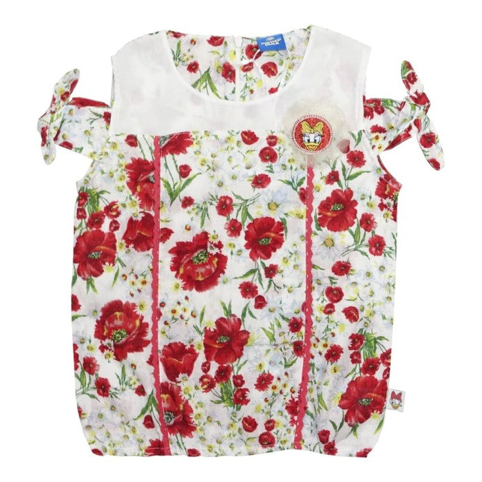 Shirt/Kemeja Anak Perempuan White/Red Flower