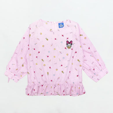 Blouse Anak Perempuan Daisy Pink Cotton Fullprint