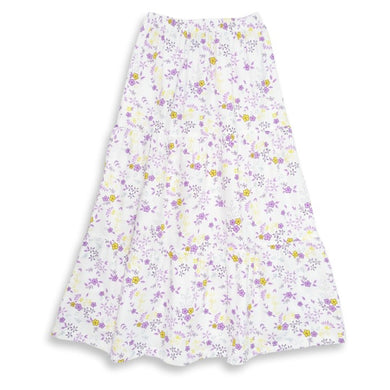Rok Panjang Anak Permpuan Daisy White Full Print Flower