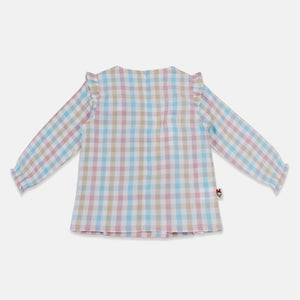 Blouse/ Blus Kotak kotak Anak Perempuan Pink/ Daisy Sweet Summer