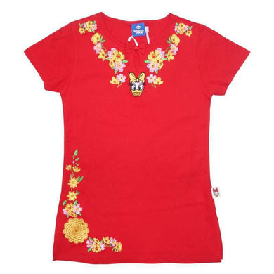 Blouse Anak Perempuan Red Flower Embroidery