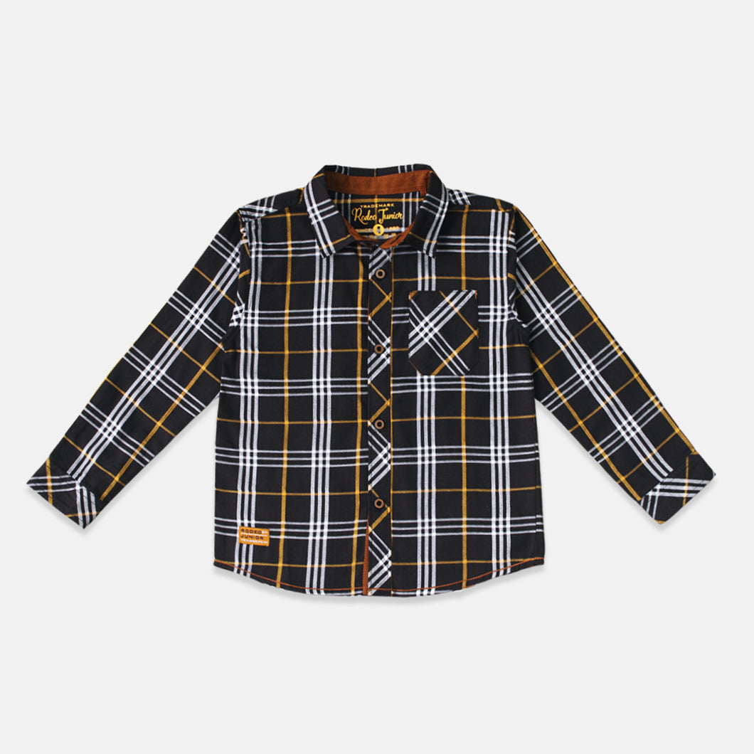 Shirt/ Kemeja Anak Laki/ Rodeo Junior Black Shirt With Elbow