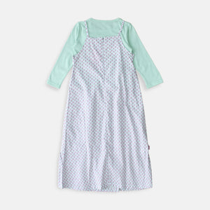 Maxi overall/ Dress motif etnik panjang anak Hijau/ Rodeo Junior Girl Nature Vibe