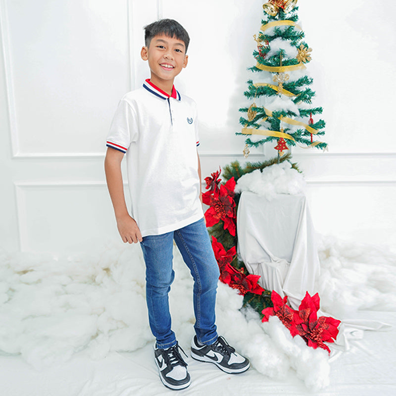 Polo Shirt/ Kaos Anak Laki/ Rodeo Junior White Stripe Collar