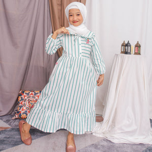 Maxi stripes dress/ Ghamis Anak Hijau/ Rodeo Junior Girl Nature Vibe