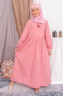Maxi dress/ Ghamis Anak brokat Pink/ Rodeo Junior Girl Nature Vibe