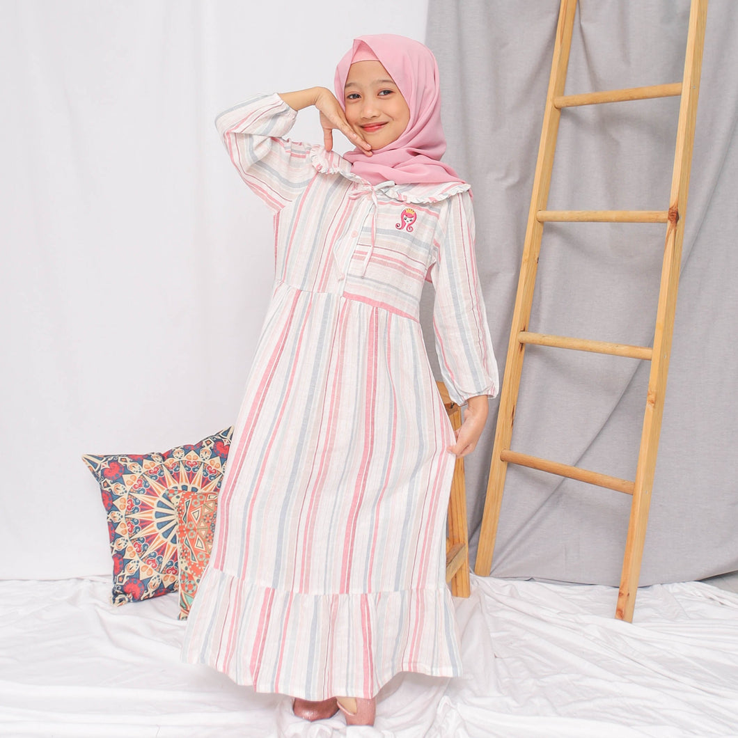 Maxi stripes dress/ Ghamis Anak Pink/ Rodeo Junior Girl Nature Vibe