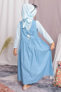 Maxi Overall/ Dress panjang linen anak Biru/ Daisy Duck Gorgeous