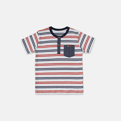 Tshirt/ Kaos Anak Laki/ Rodeo Junior Orange Navy Stripe Tshirt