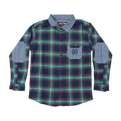 Kemeja Panjang Anak Laki / Rodeo Junior / Navy-Green Checkered Shirt