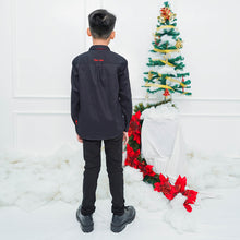 Load image into Gallery viewer, Shirt/ Kemeja Anak Laki Black/ Rodeo Junior Tie Set