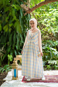 Maxi Overall/ Overal Dress Panjang Anak Cream/ Daisy Duck Sweet Summer